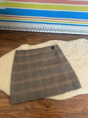 KOTN Plaid Mini Skirt in Brown and Tan
